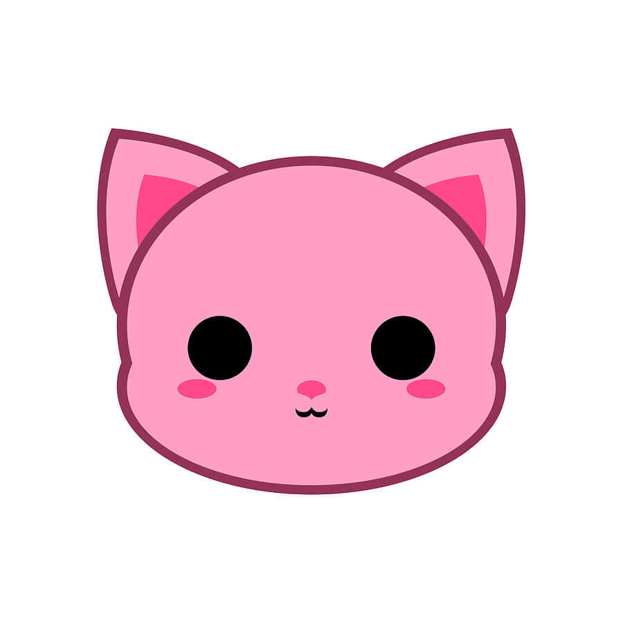 adorable pink cat face, pink cartoon cat, big black eyes, SD Desktop Wallpaper