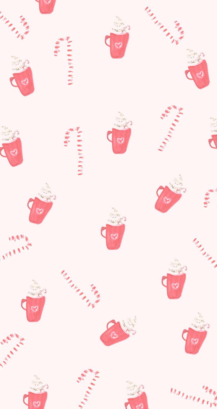 cute pink christmas, pink mugs, whipped cream, HD Phone Wallpaper
