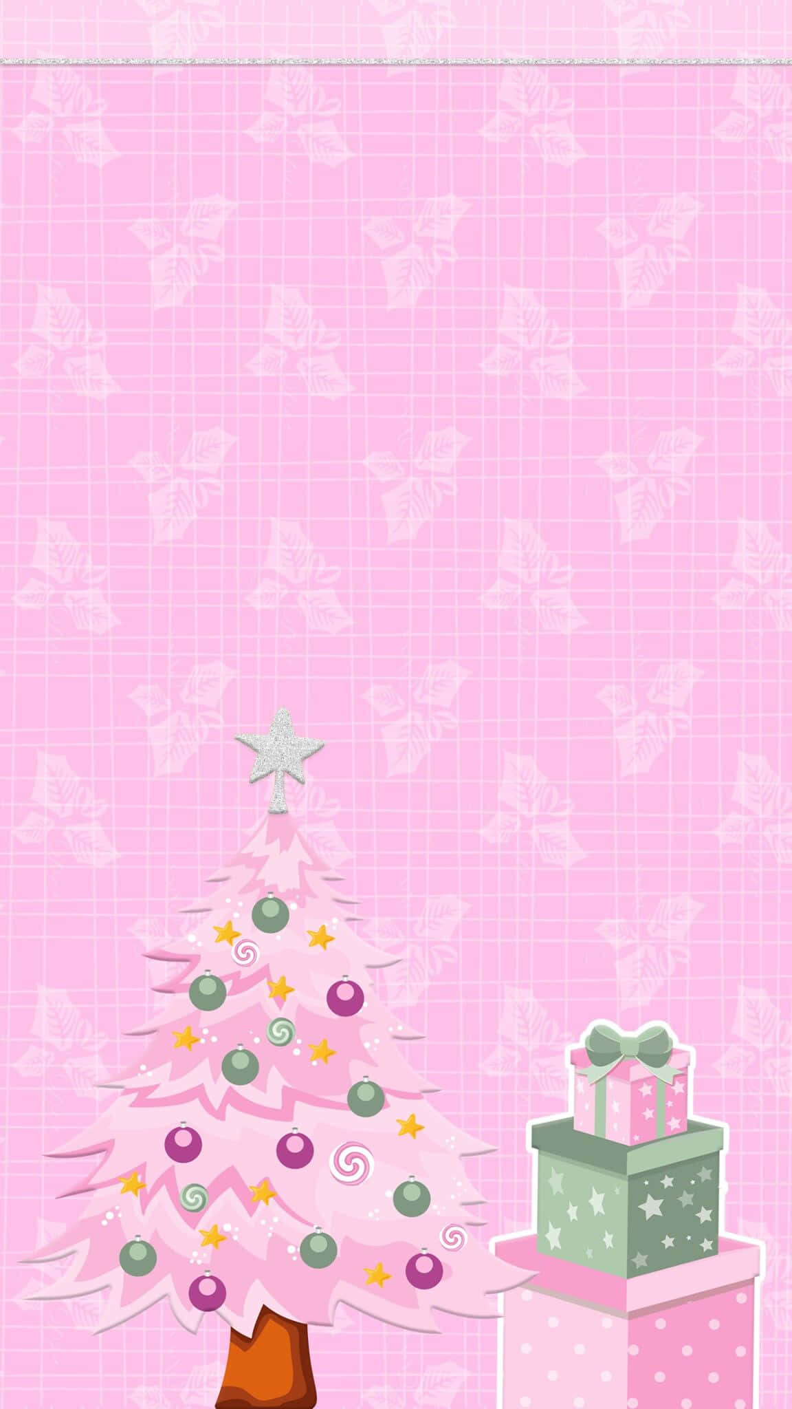 cute pink Christmas, pink Christmas tree, colorful ornaments, Full HD Phone Wallpaper