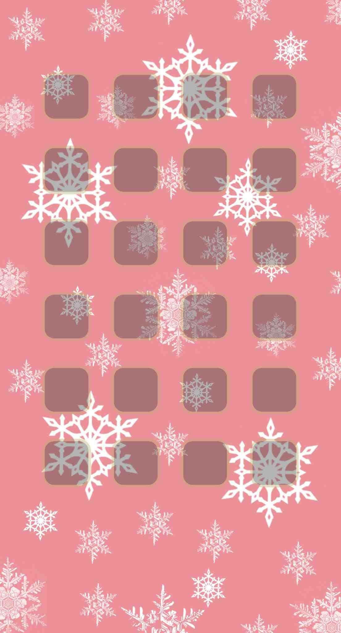 Cute Pink Christmas, pink background, white snowflakes, Full HD Phone Wallpaper