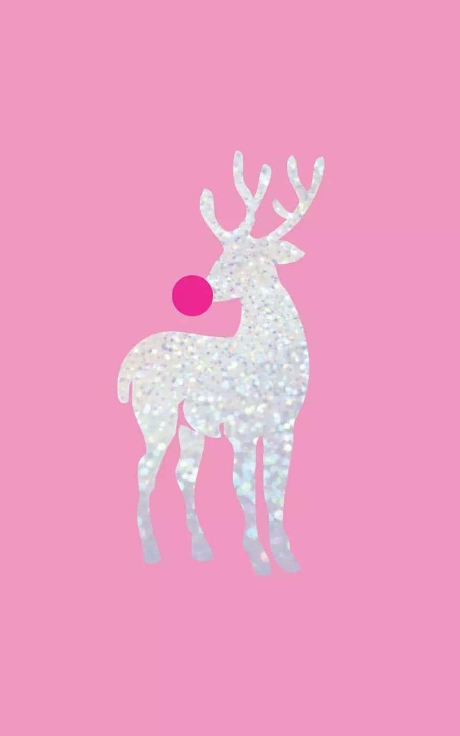 reindeer, pink background, glittery white reindeer silhouette, HD Phone Wallpaper