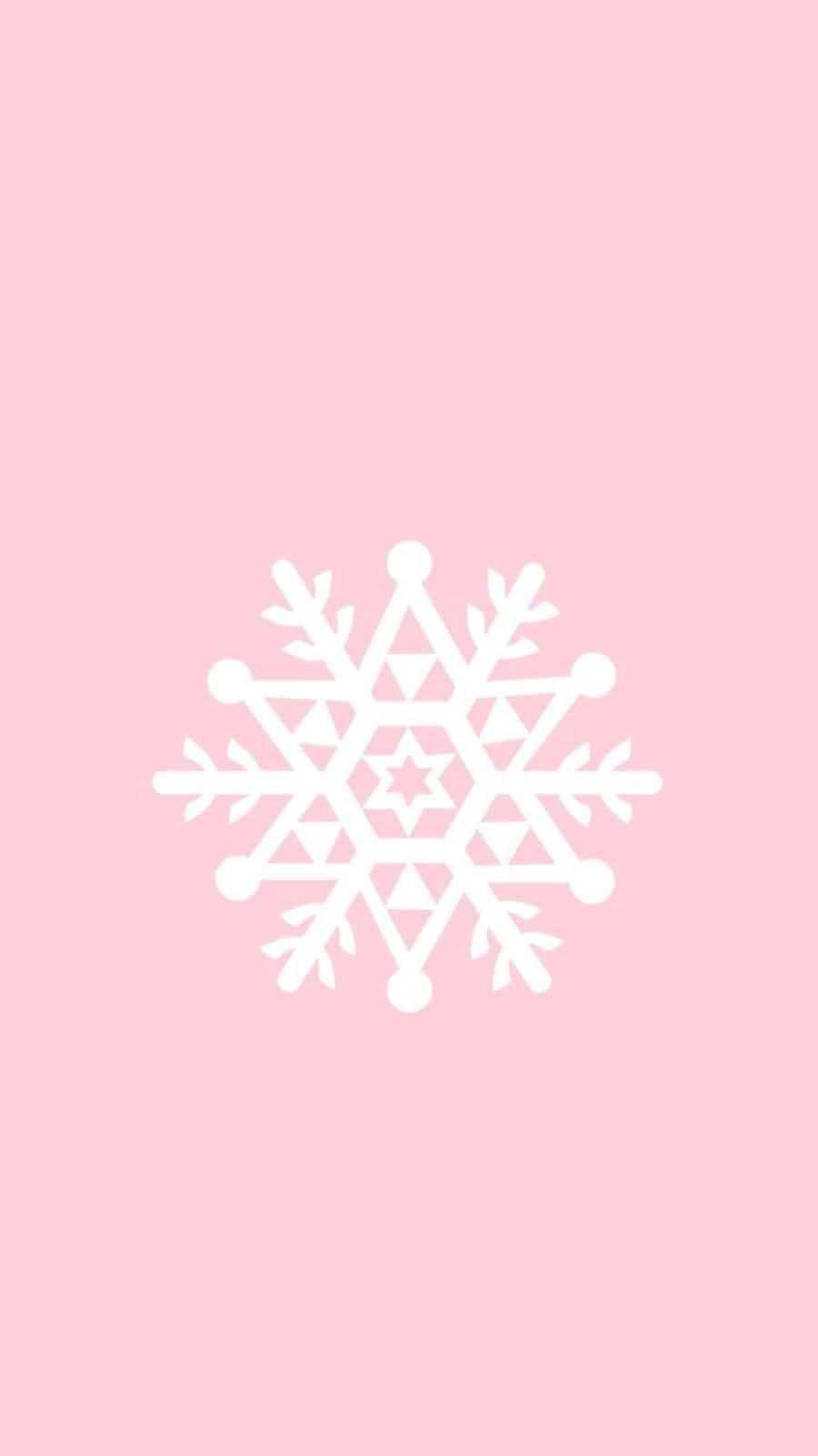 pink background, white snowflake, geometric patterns, HD Phone Wallpaper
