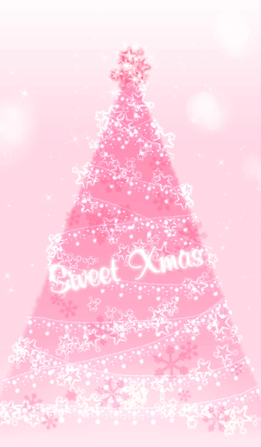 Cute Pink Christmas, pastel pink Christmas tree, white stars, HD Phone Wallpaper