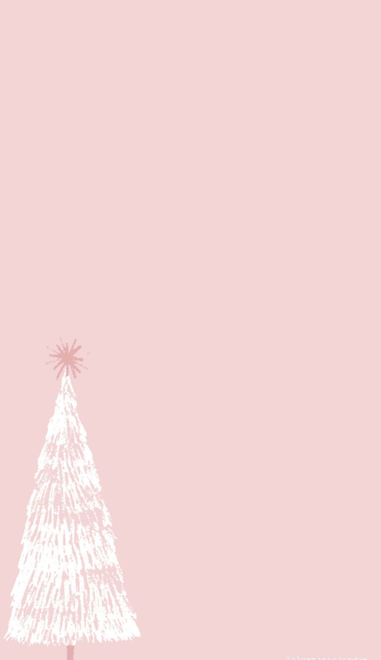 Cute Pink Christmas, minimalist white Christmas tree, pink star topper, Full HD Phone Wallpaper