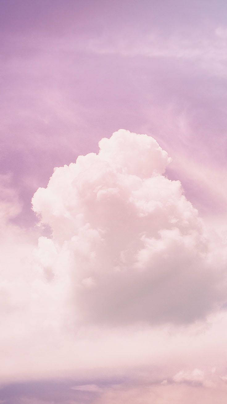 cute pink cloud, fluffy white cloud, soft lavender sky, HD Phone Wallpaper
