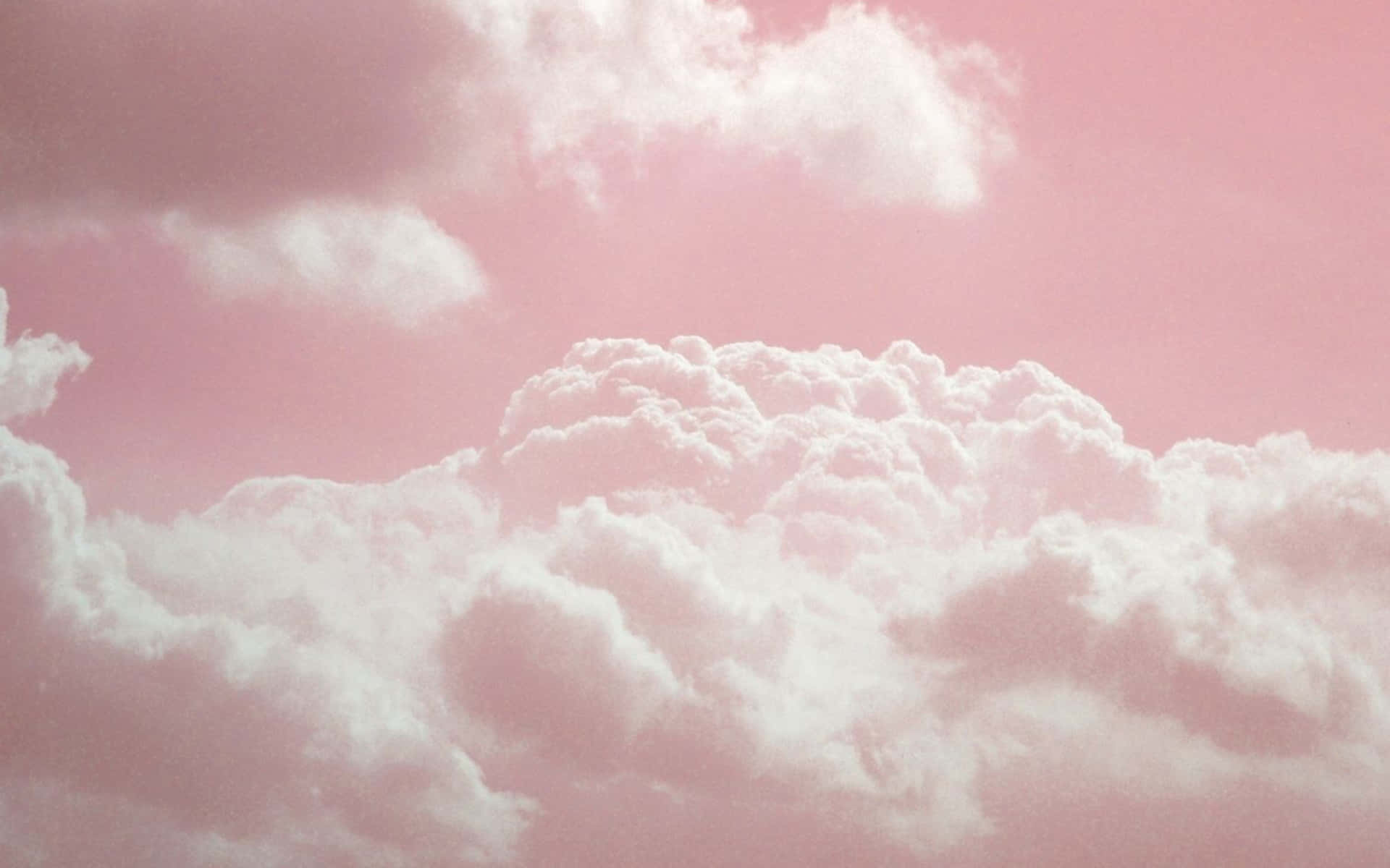 monochrome cloudscape, pink sky, cottony clouds, Full HD Desktop Wallpaper