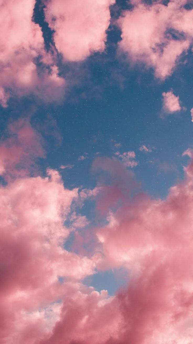 pink cloud, deep blue sky, tiny stars, HD Phone Wallpaper