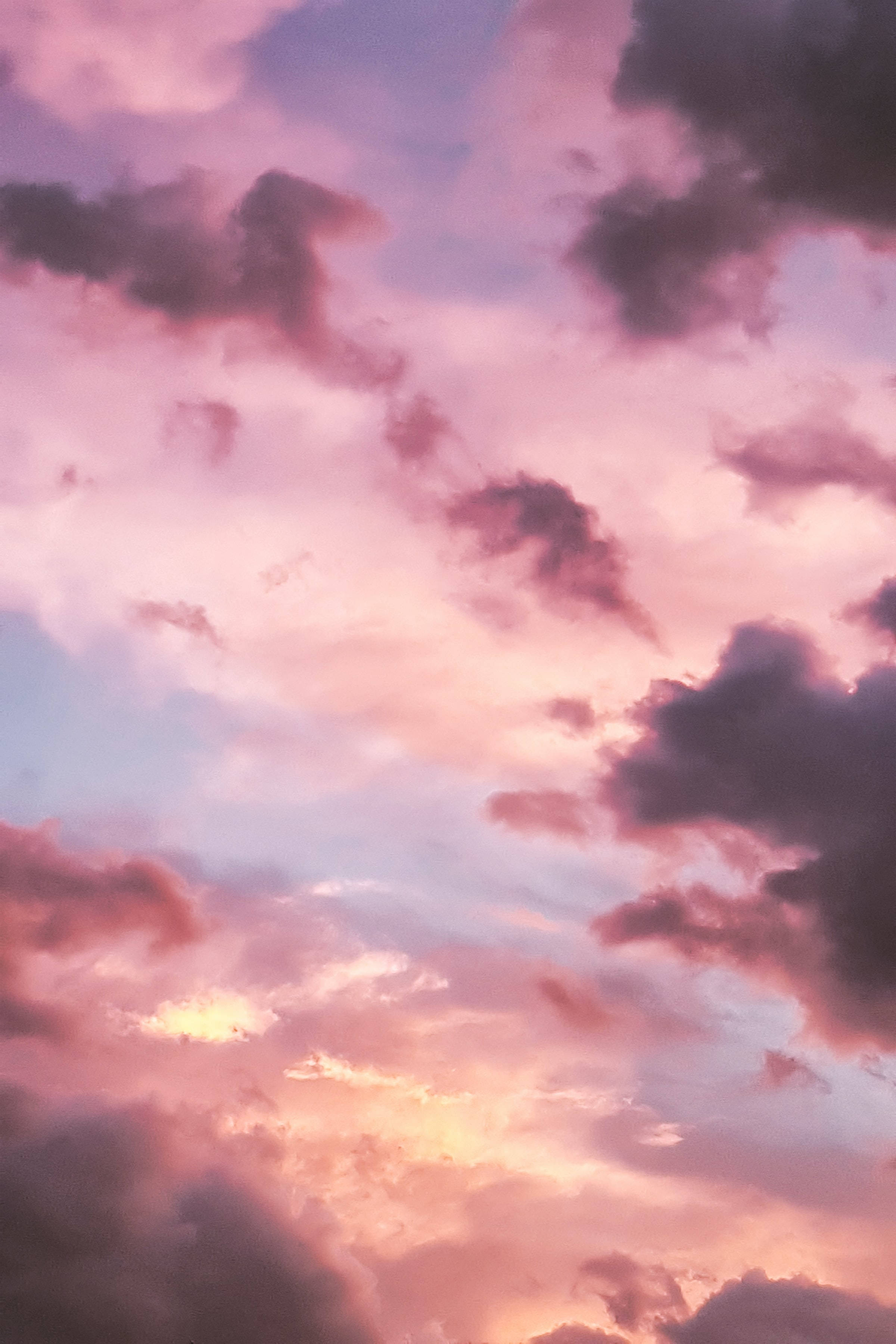 Cute Pink Aesthetic Sky, overcast clouds, sunset, 2K Phone Wallpaper
