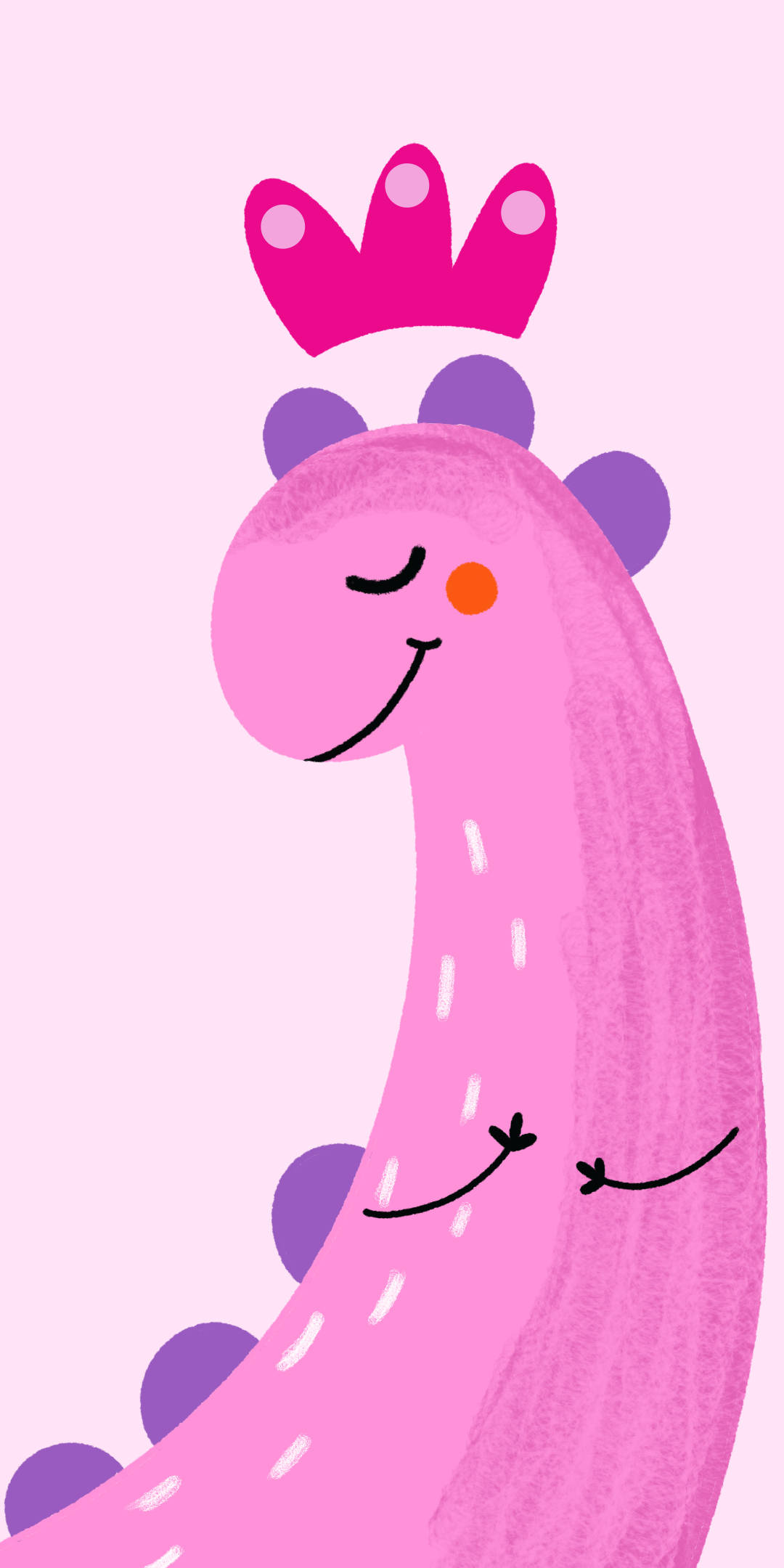 Cute Pink Dinosaur, crown, soft pink background, Full HD Phone Wallpaper