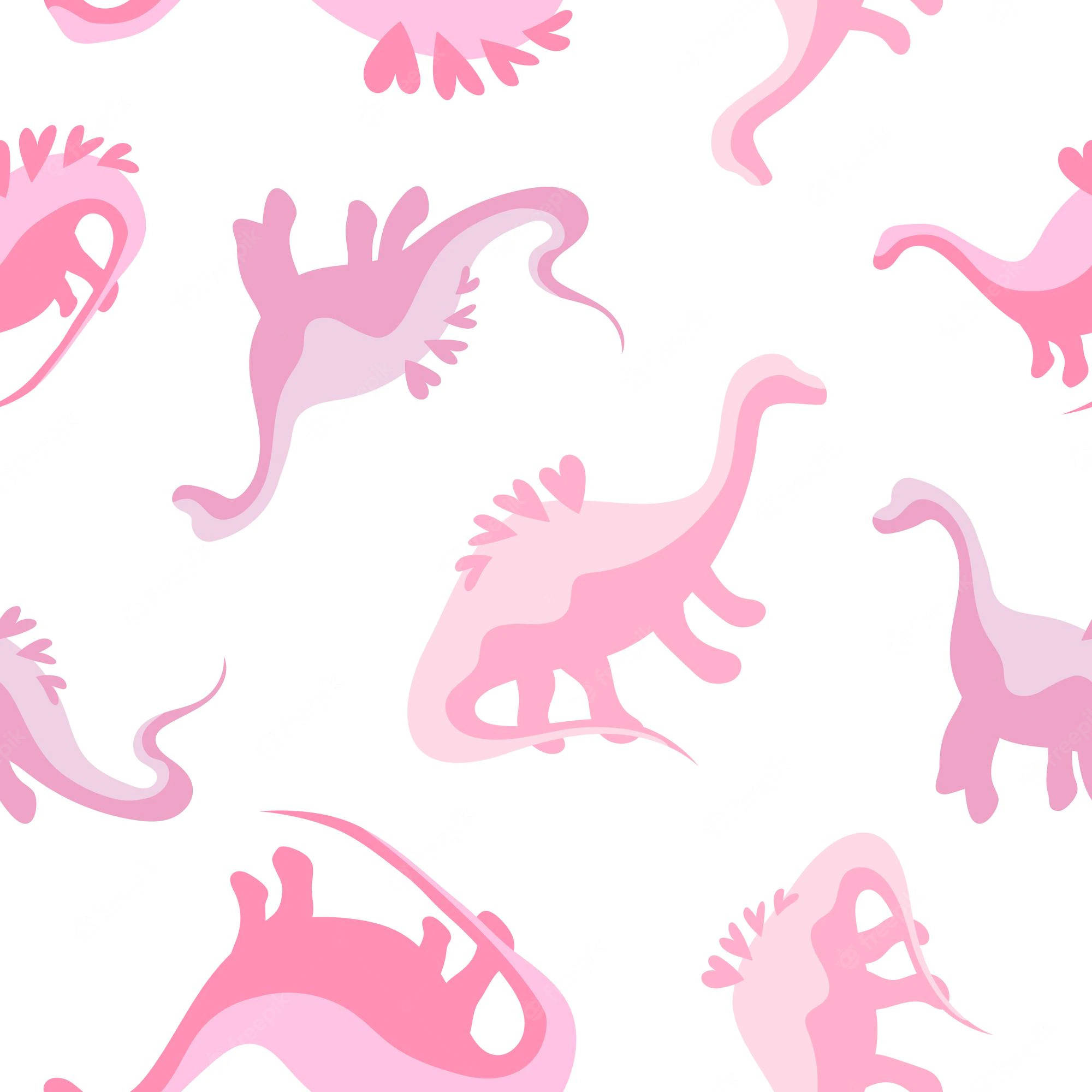 Cute Pink Dinosaur, heart spikes, gradient shades, Full HD Desktop Wallpaper