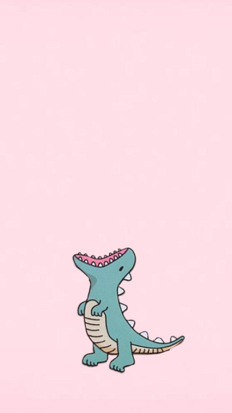 cute blue cartoon dinosaur, pink gums, solid pink background, HD Phone Wallpaper