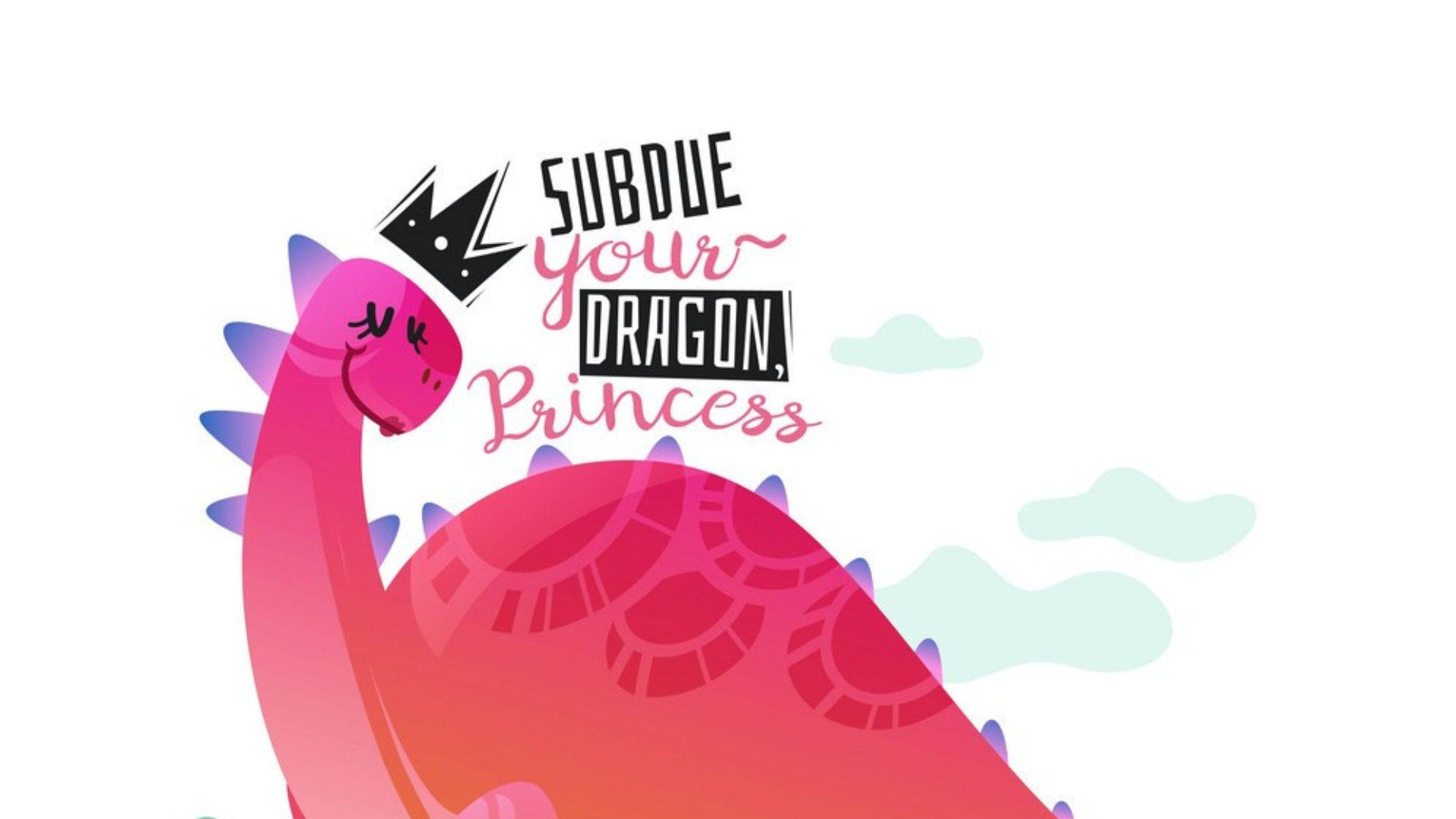 cute pink dinosaur princess tiara, playful pink dinosaur princess, sparkling tiara, Full HD Desktop Wallpaper