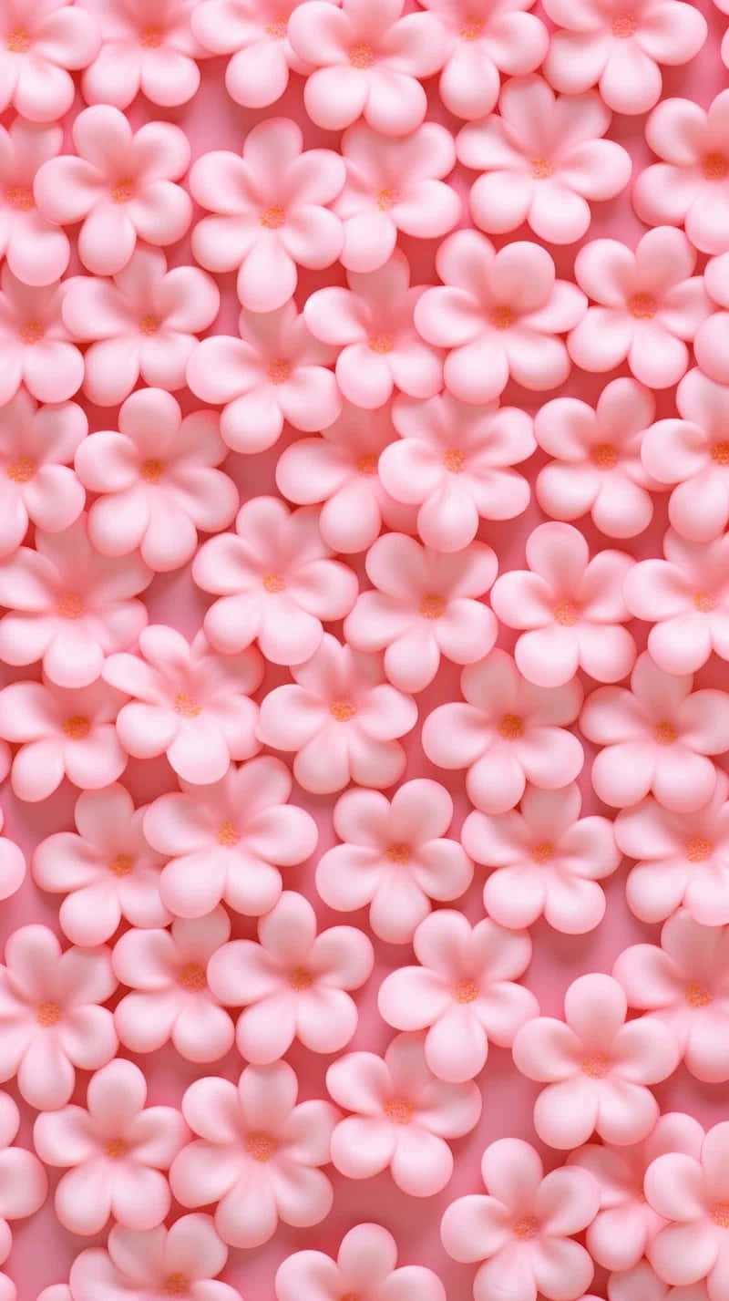pink floral pattern, soft pink sugar flowers, subtle orange centers, HD Phone Wallpaper