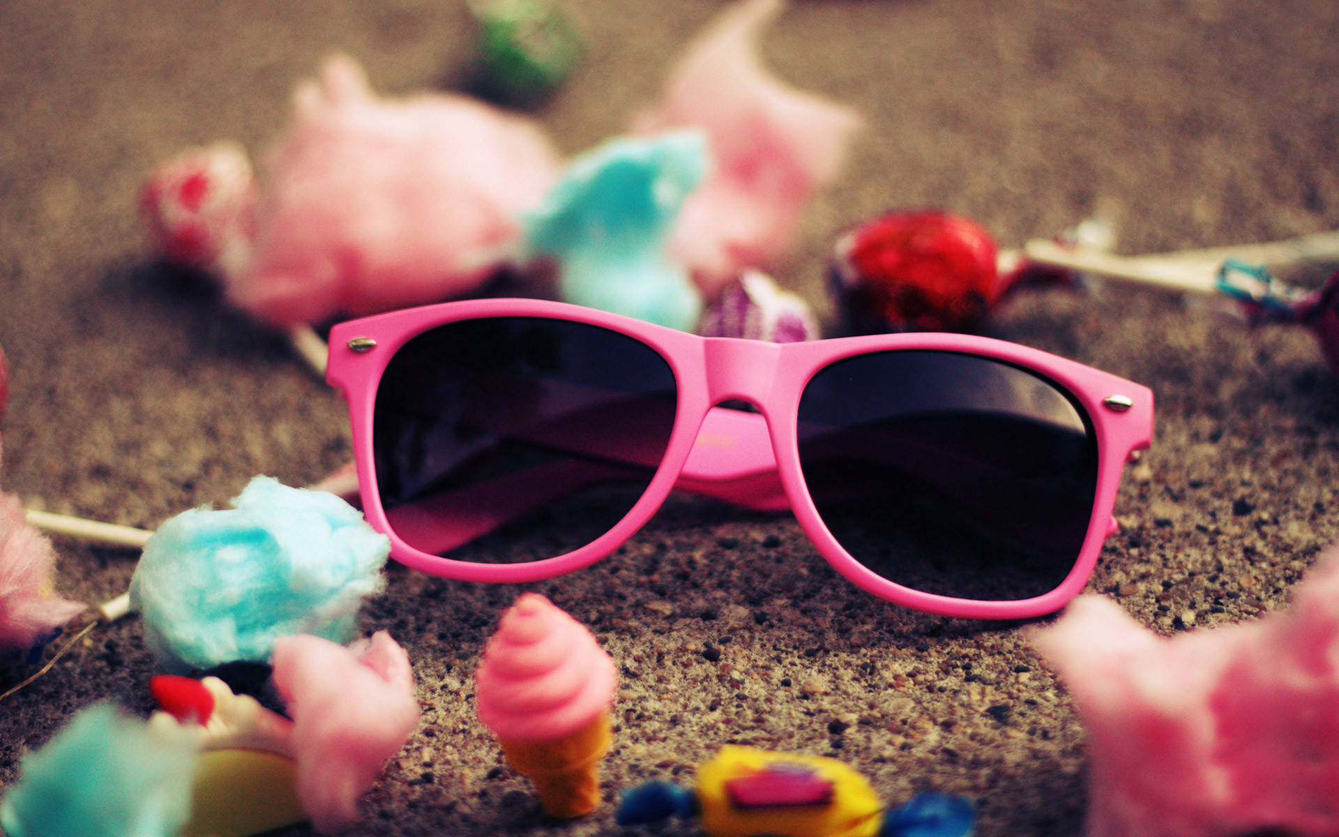 cute pink girl, bright pink sunglasses, sandy ground, Full HD Desktop Wallpaper
