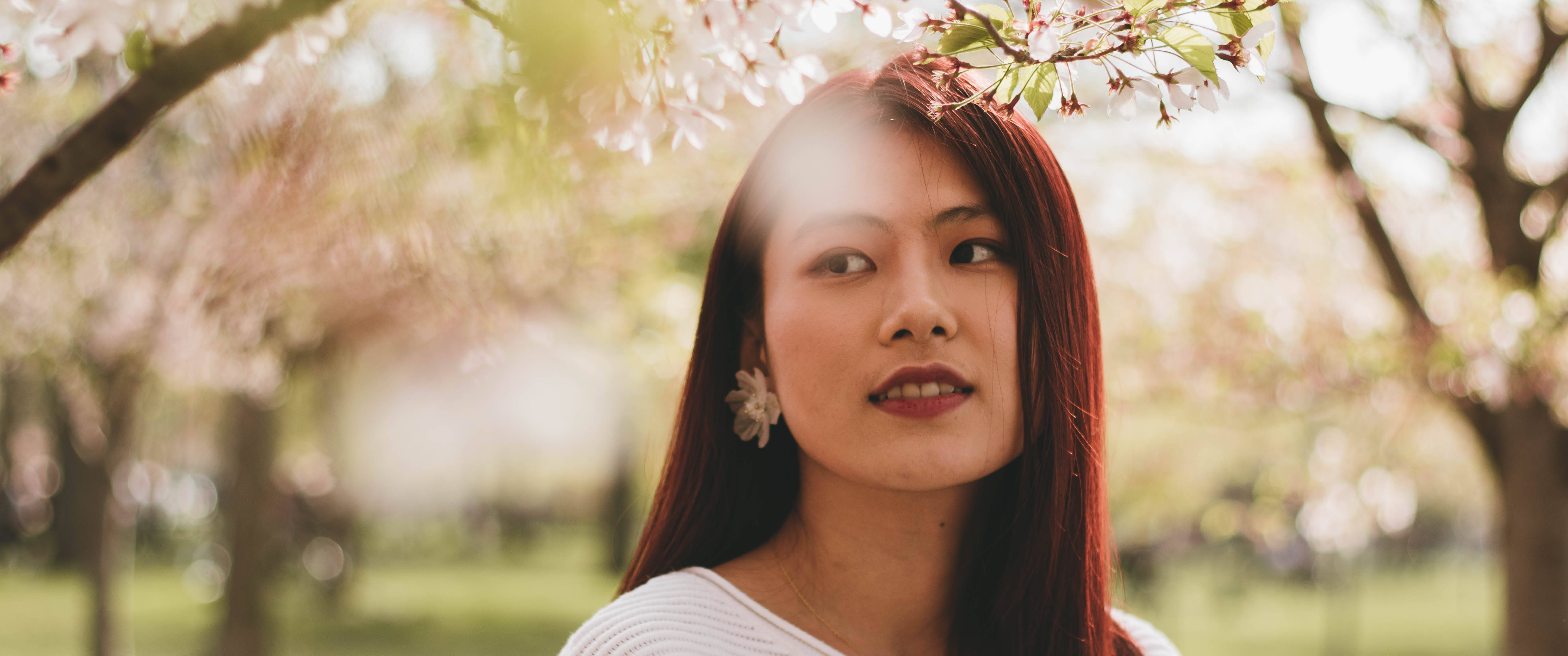 cute girl, pink blossoms, cherry blossoms, 5K Desktop Wallpaper