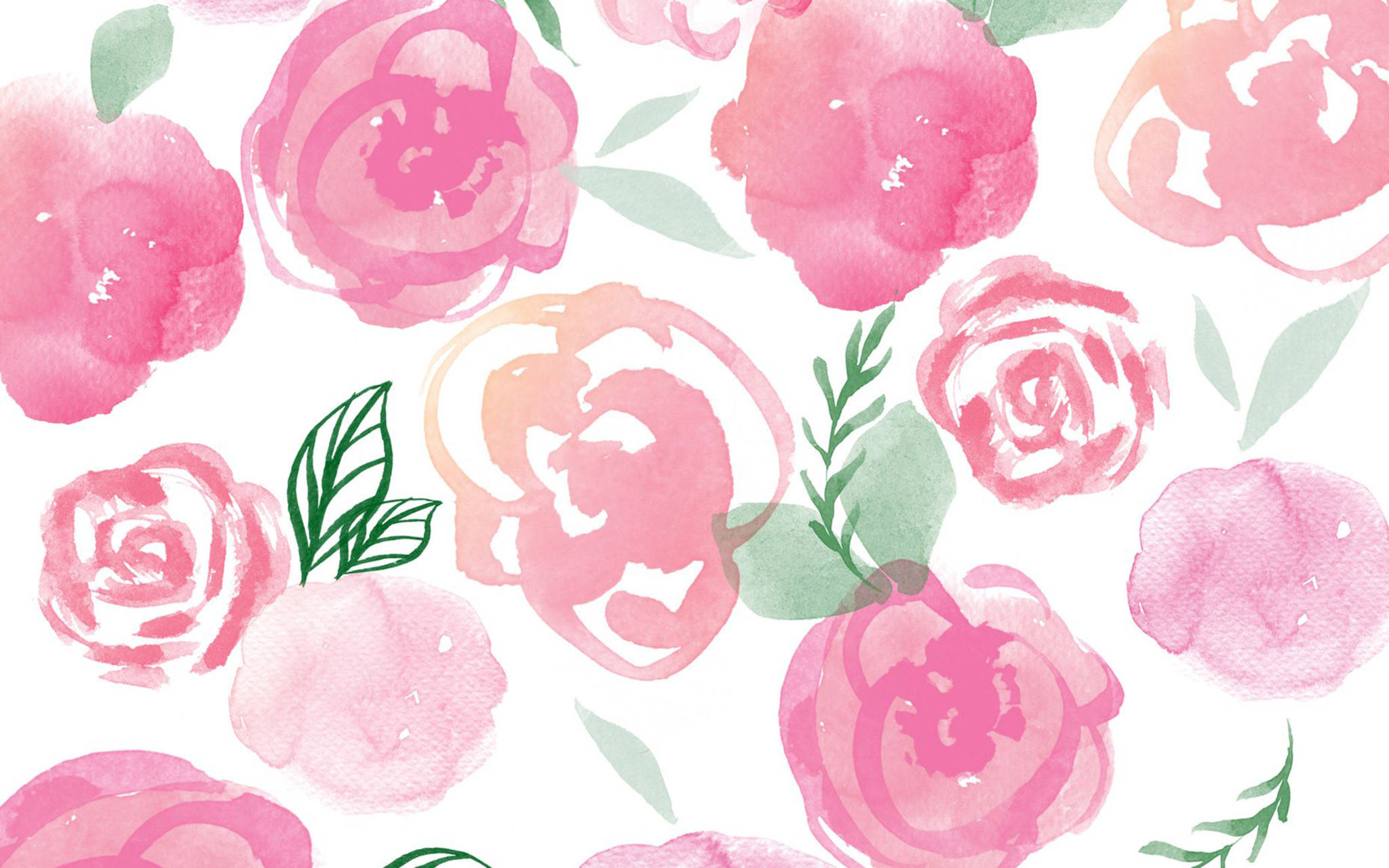 cute pink floral painting, soft watercolor roses, pink and peach, Full HD Desktop Wallpaper