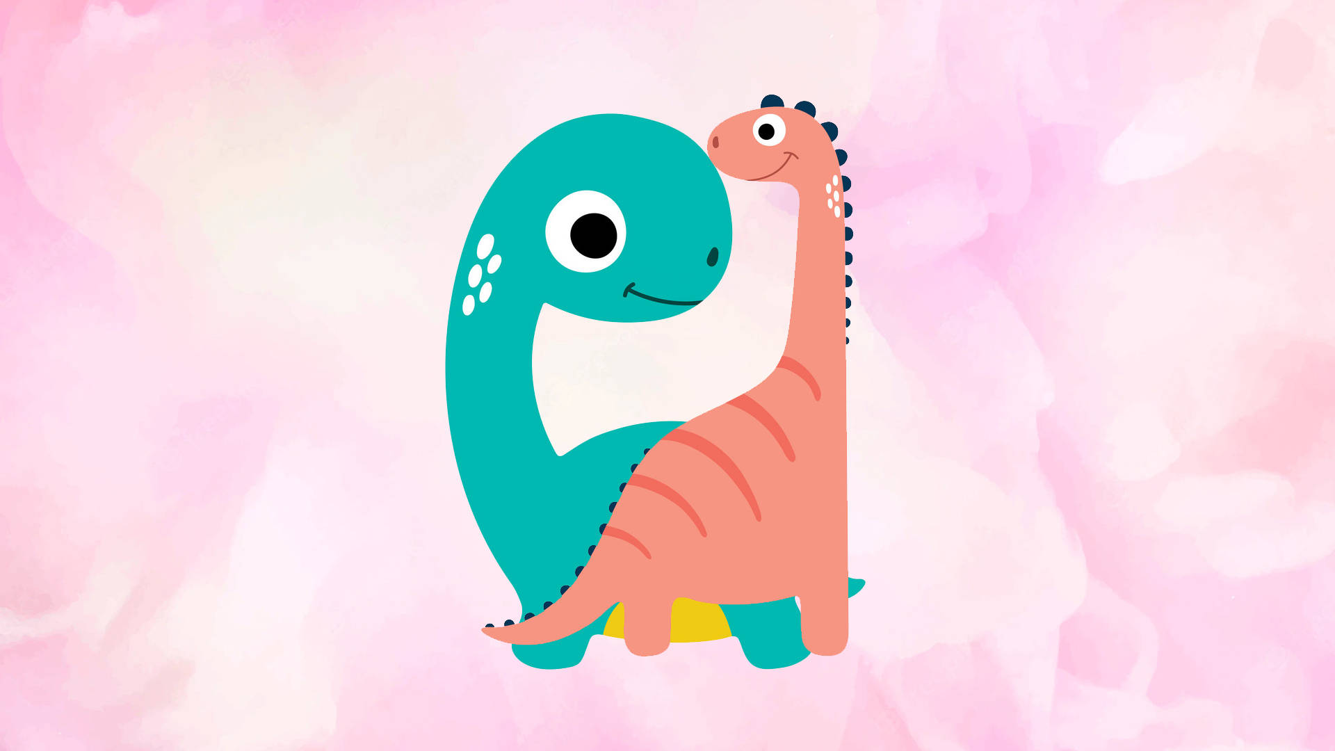Cute Pink Dinosaur Close Friend, teal, pink, Full HD Desktop Wallpaper