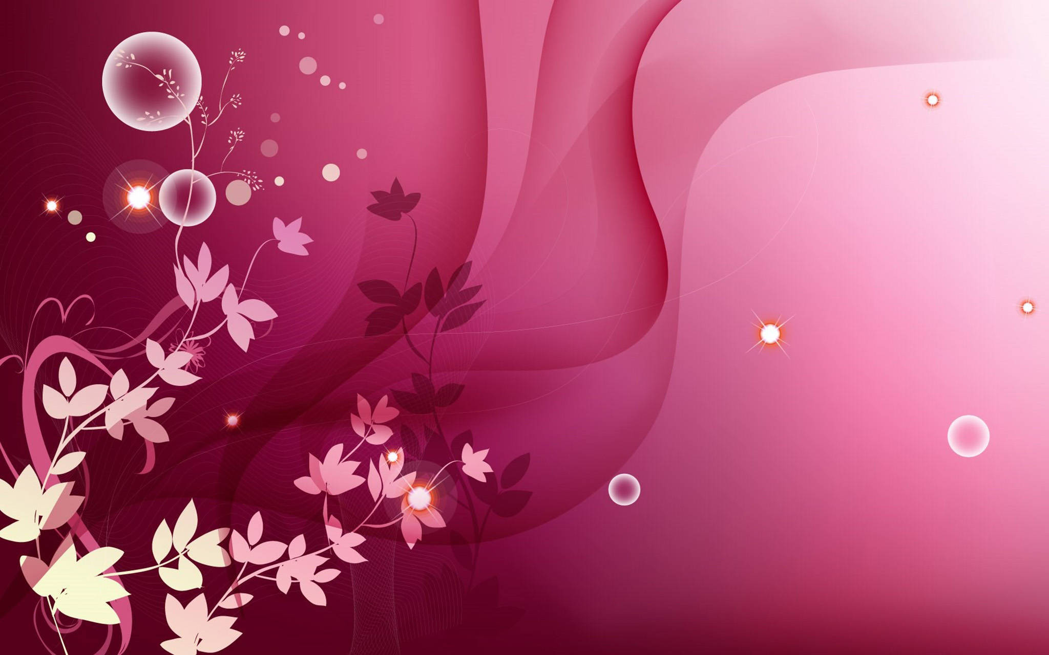 pink abstract background, delicate floral vines, glowing softly, Full HD Desktop Wallpaper