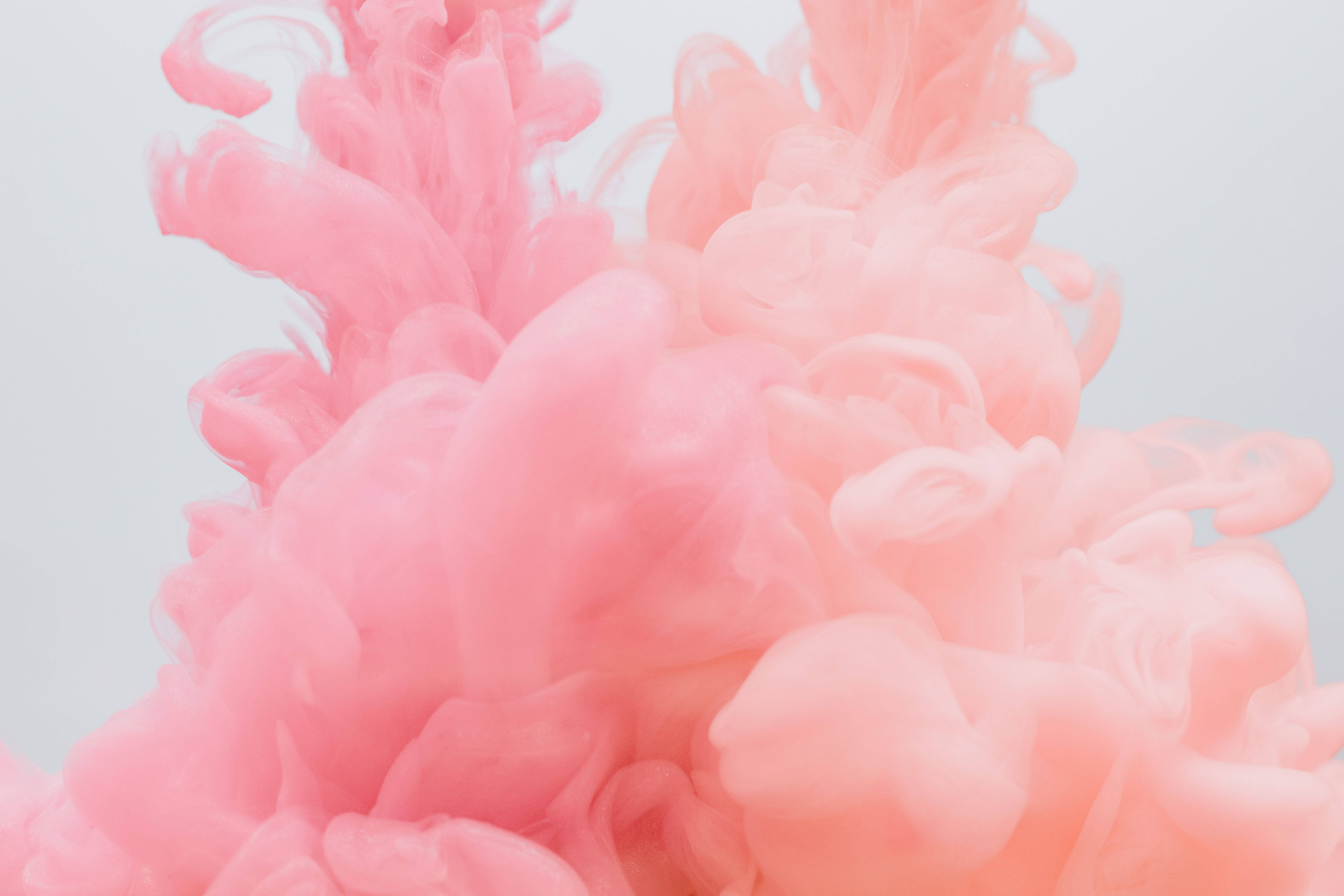 cute pink, orange smoke, soft pink ink, 5K Desktop Wallpaper