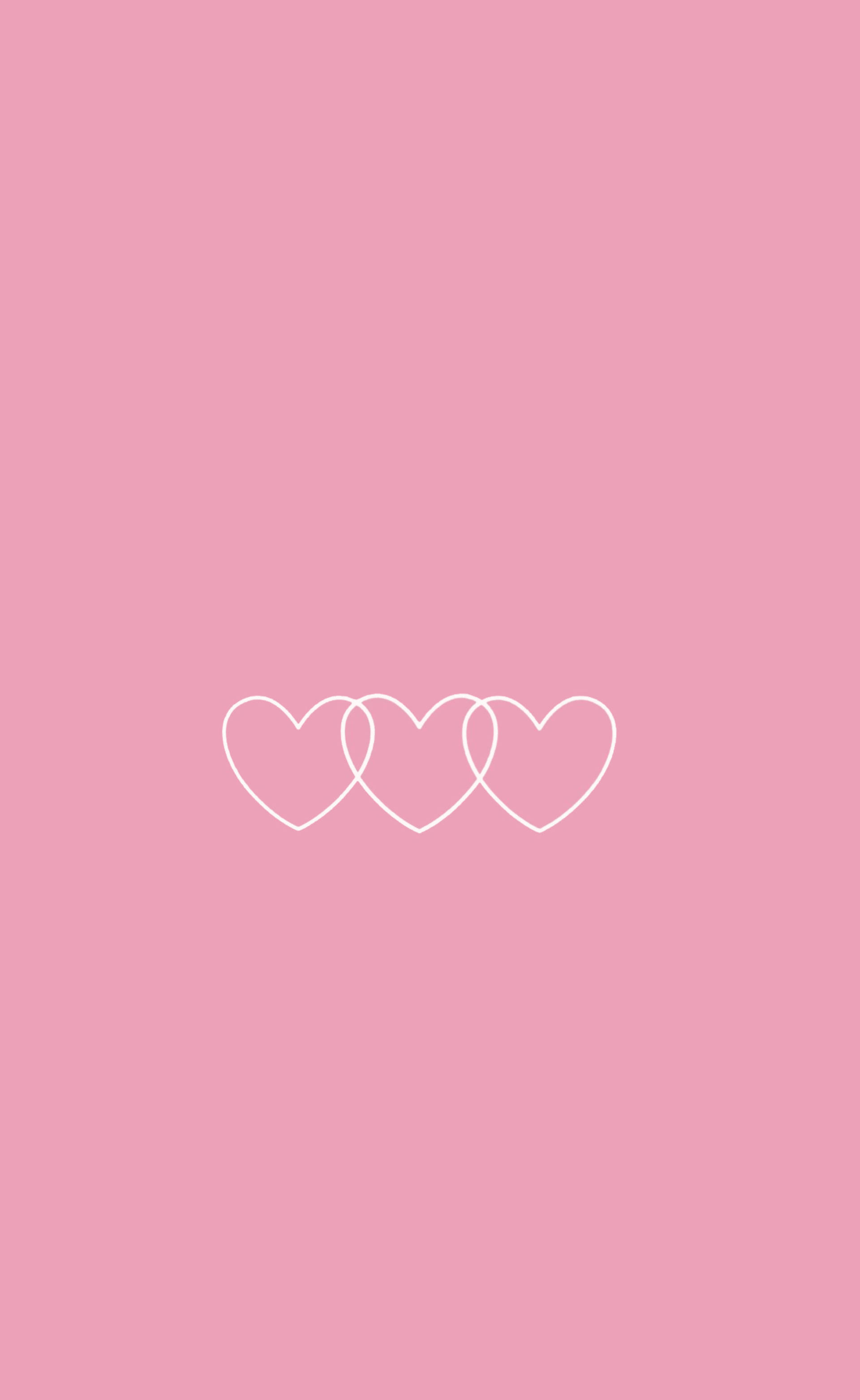 cute pink infinity hearts, white outlined hearts, solid pink background, 2K Phone Wallpaper