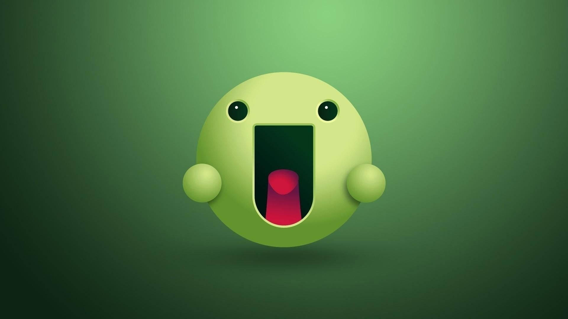 bright green, 3d-rendered emoji, wide eyes, Full HD Desktop Wallpaper