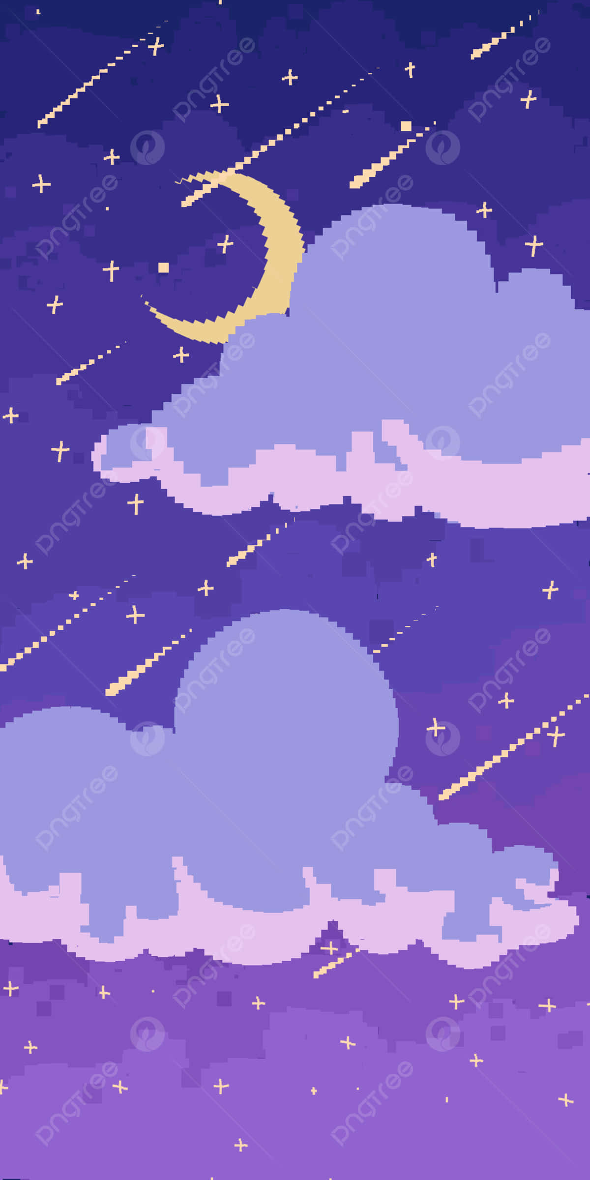 Pixel Phone, crescent moon, purple clouds, Full HD Phone Wallpaper