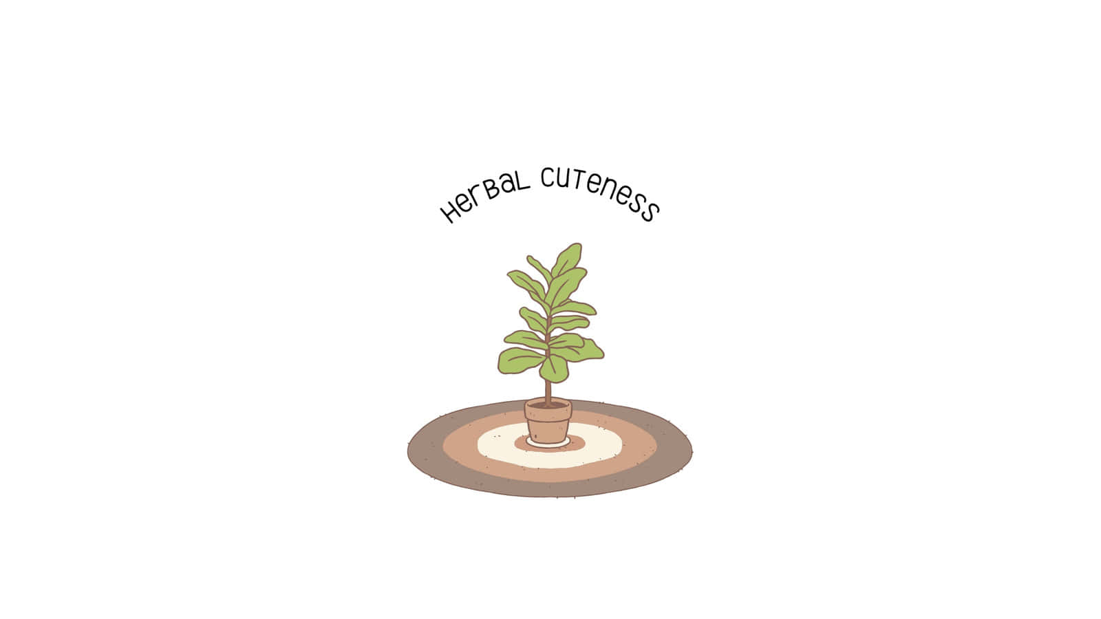 herbal cute plant minimalist, cute illustrated potted plant, green leaves, HD Desktop Wallpaper