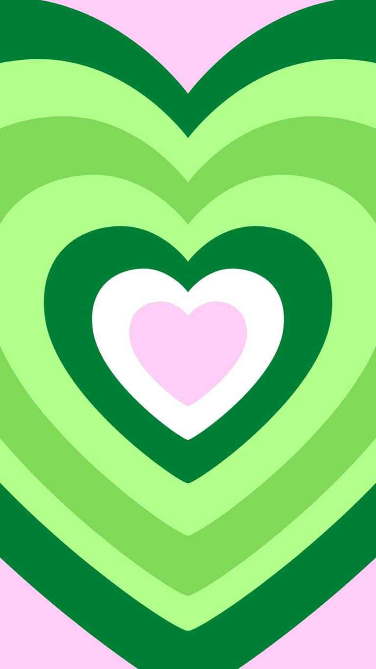 concentric hearts pattern, green, pink, HD Phone Wallpaper