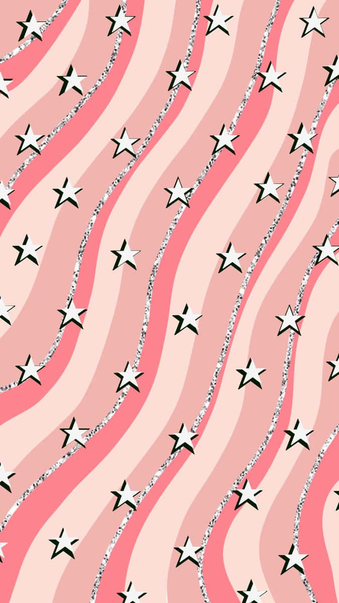 preppy pink starsand stripes pattern, pink, peach, SD Phone Wallpaper