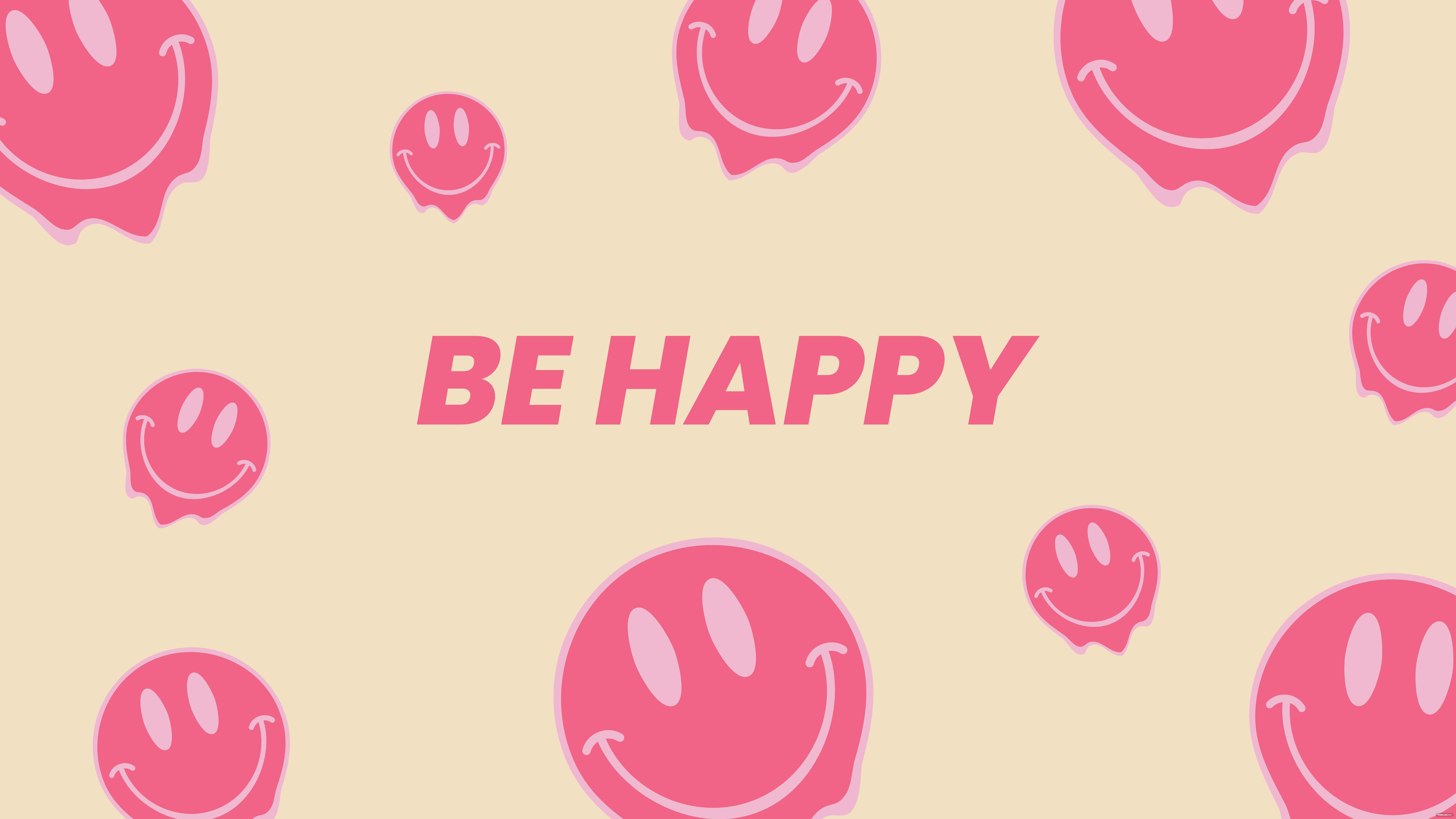 be happy, smiley faces pattern, pink, 8K Desktop Wallpaper