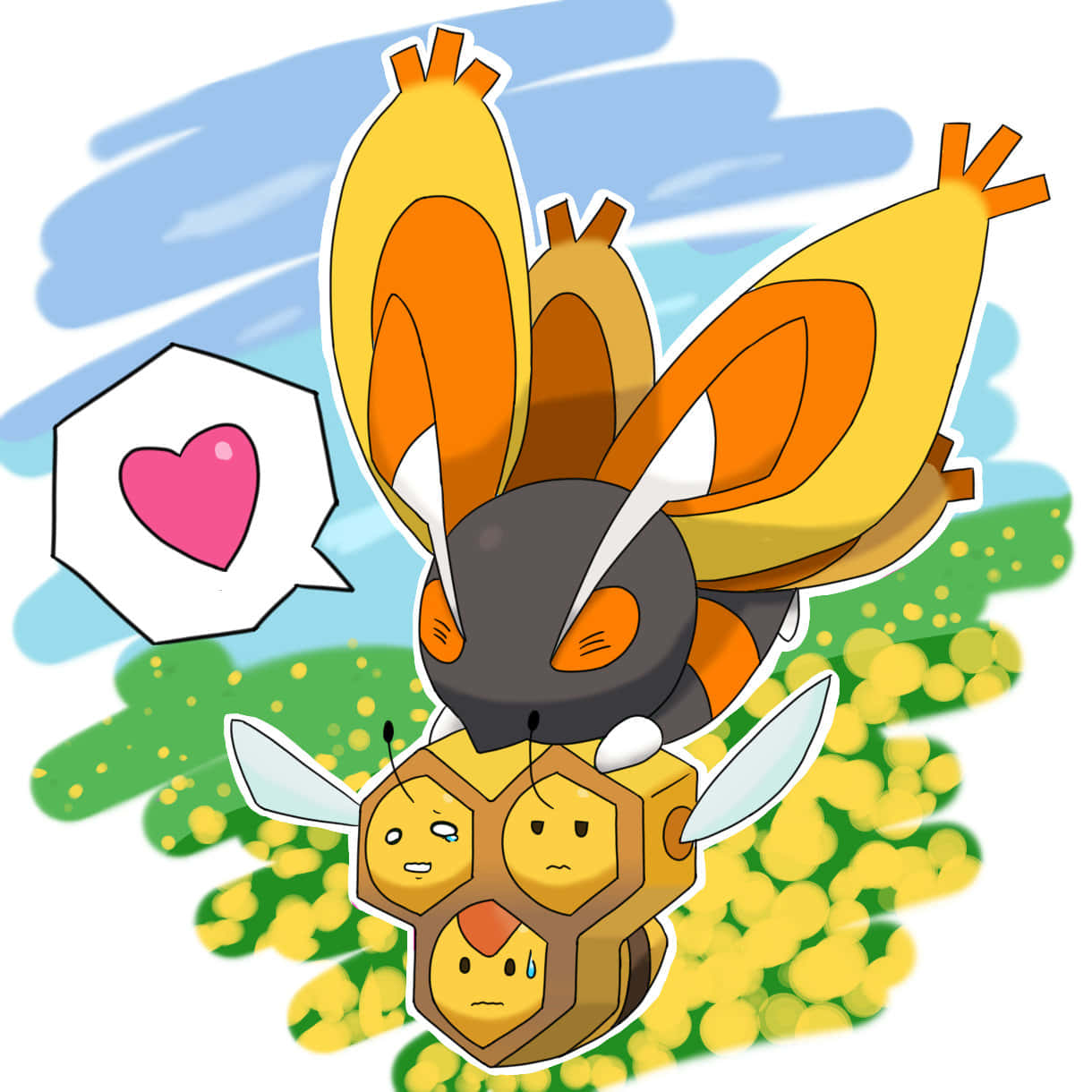 Mothim, Combee, honeycomb body, SD Desktop Wallpaper