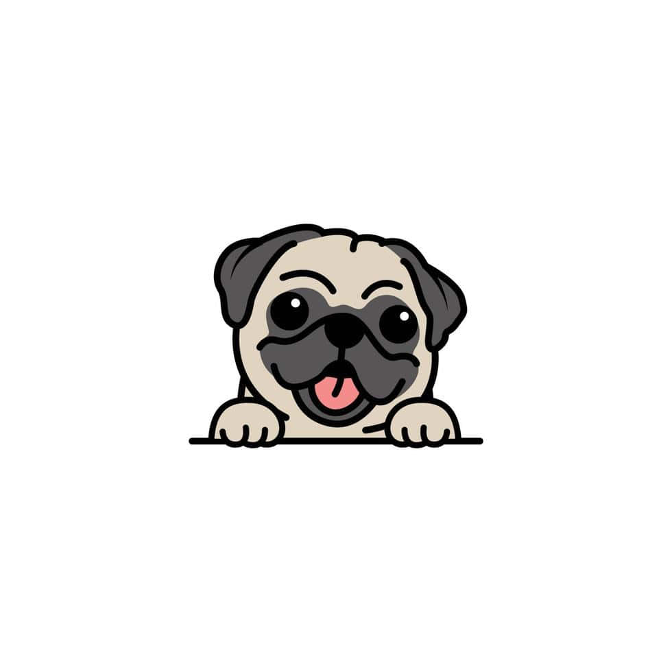cute pug, cartoon pug, big eyes, SD Desktop Wallpaper