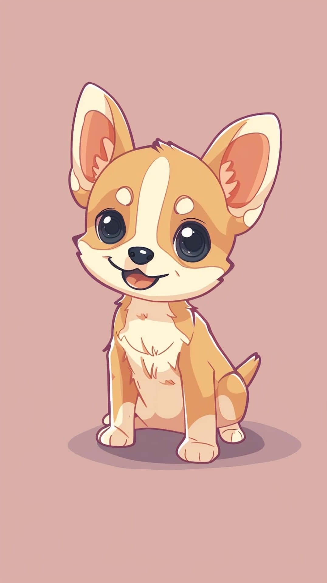 anime corgi puppy, big eyes, happy smile, Full HD Phone Wallpaper