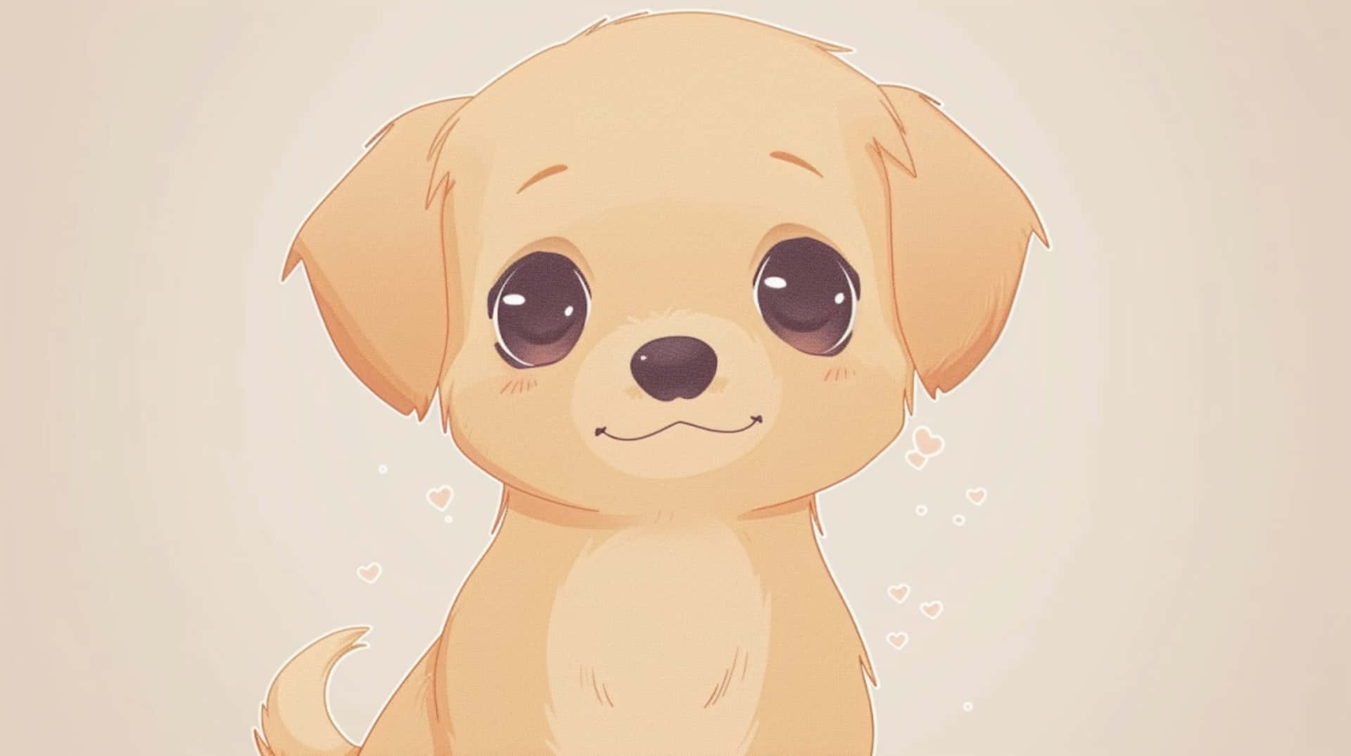 anime puppy, big brown eyes, gentle smile, Full HD Desktop Wallpaper