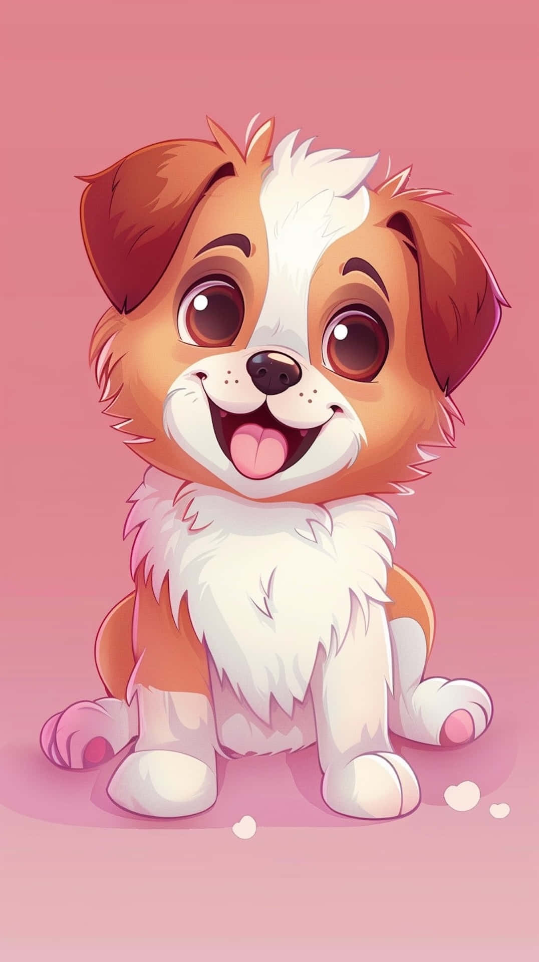 Adorable Anime Puppy Illustration, cartoon puppy, brown and white fur, Full HD Phone Wallpaper