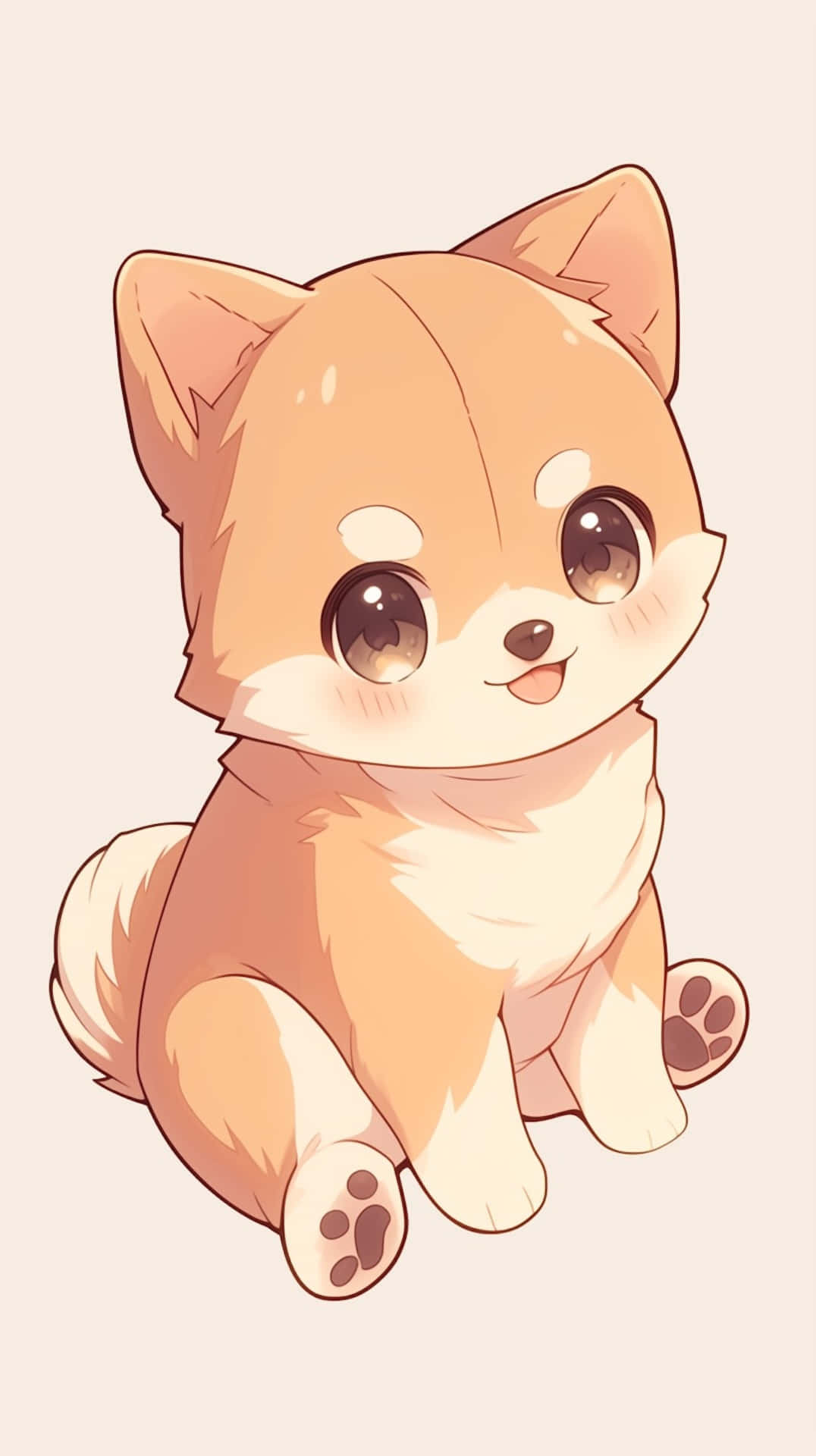 anime puppy, big brown eyes, fluffy orange fur, Full HD Phone Wallpaper