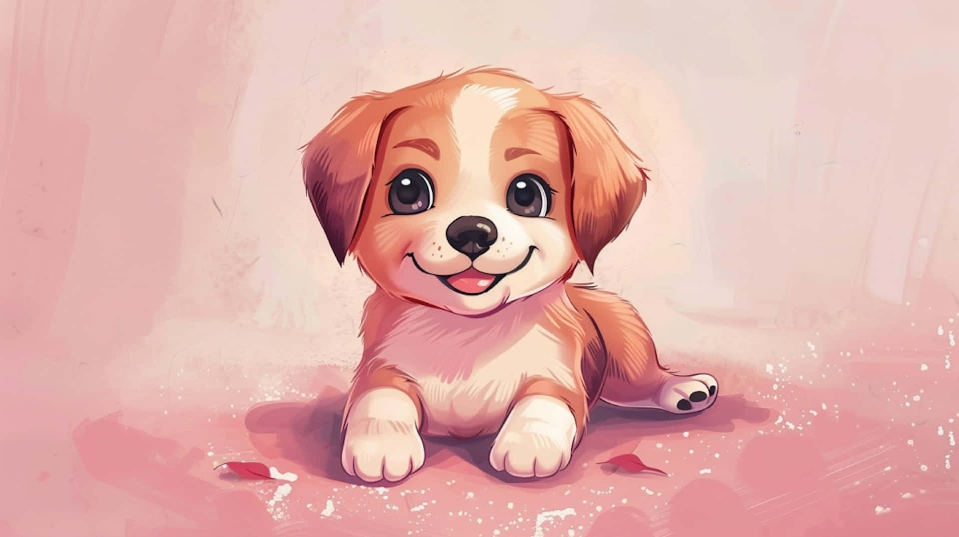 anime puppy, big eyes, smile, Full HD Desktop Wallpaper