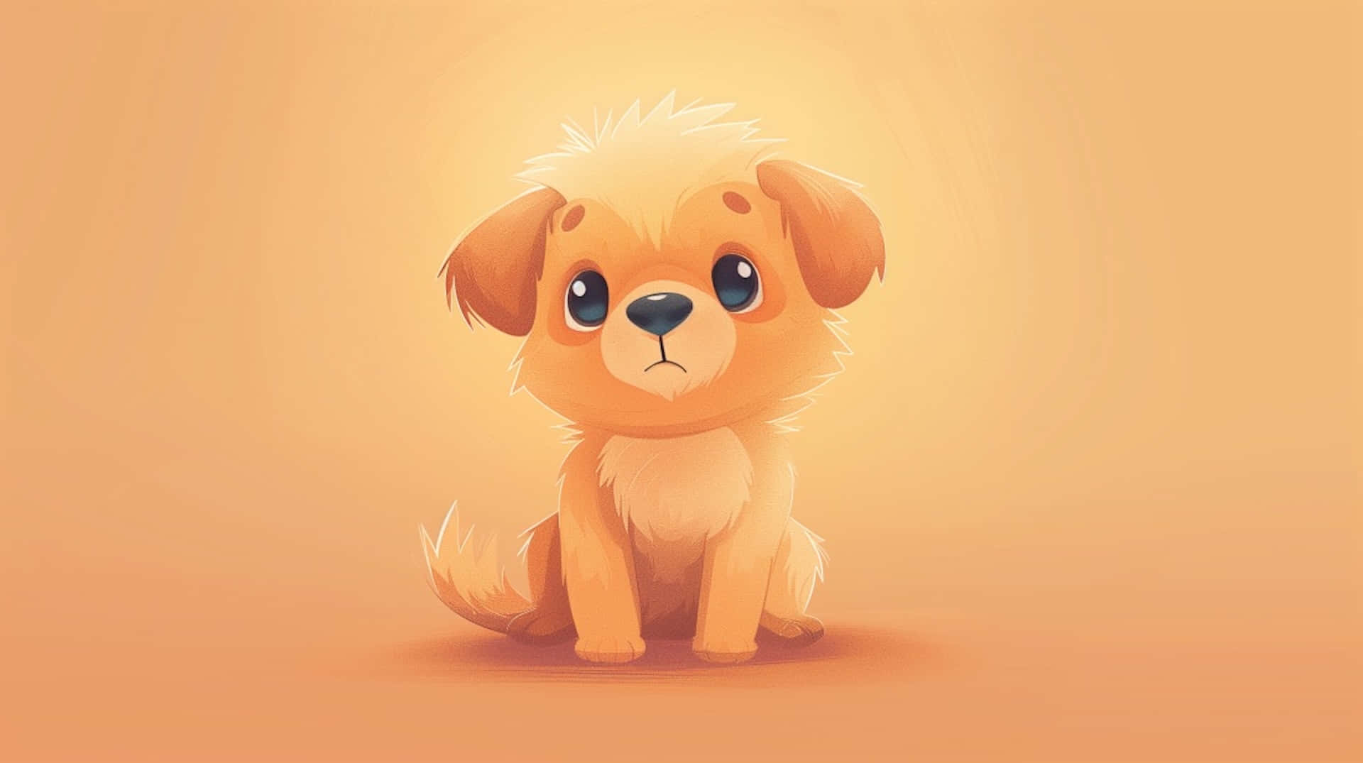 anime puppy, fluffy puppy, big blue eyes, Full HD Desktop Wallpaper