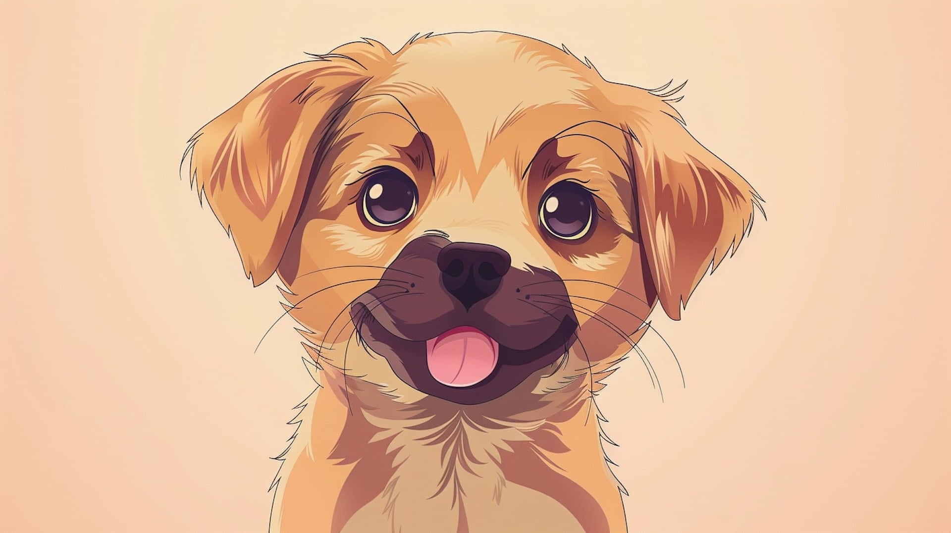 anime puppy, floppy ears, pink tongue, Full HD Desktop Wallpaper