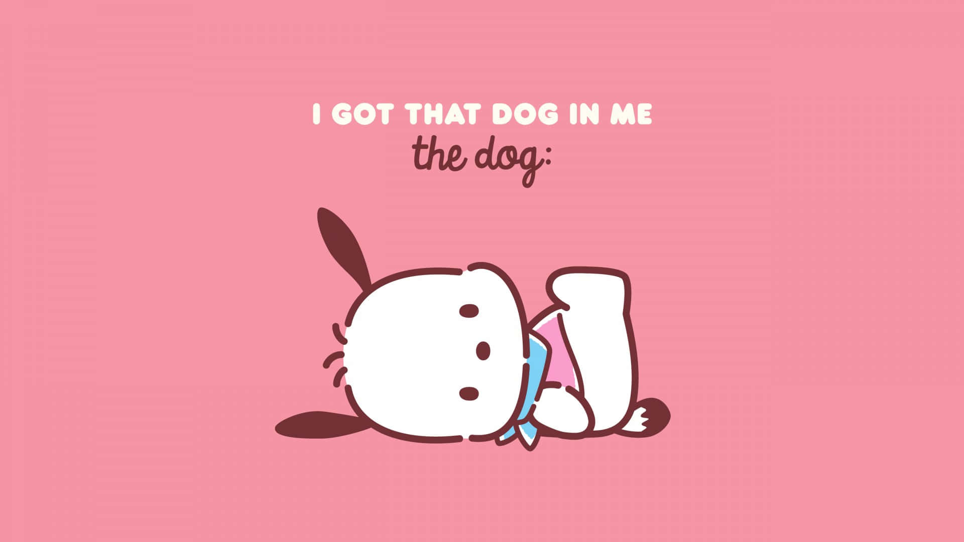 cute cartoon dog, pink background, text above it, Full HD Desktop Wallpaper