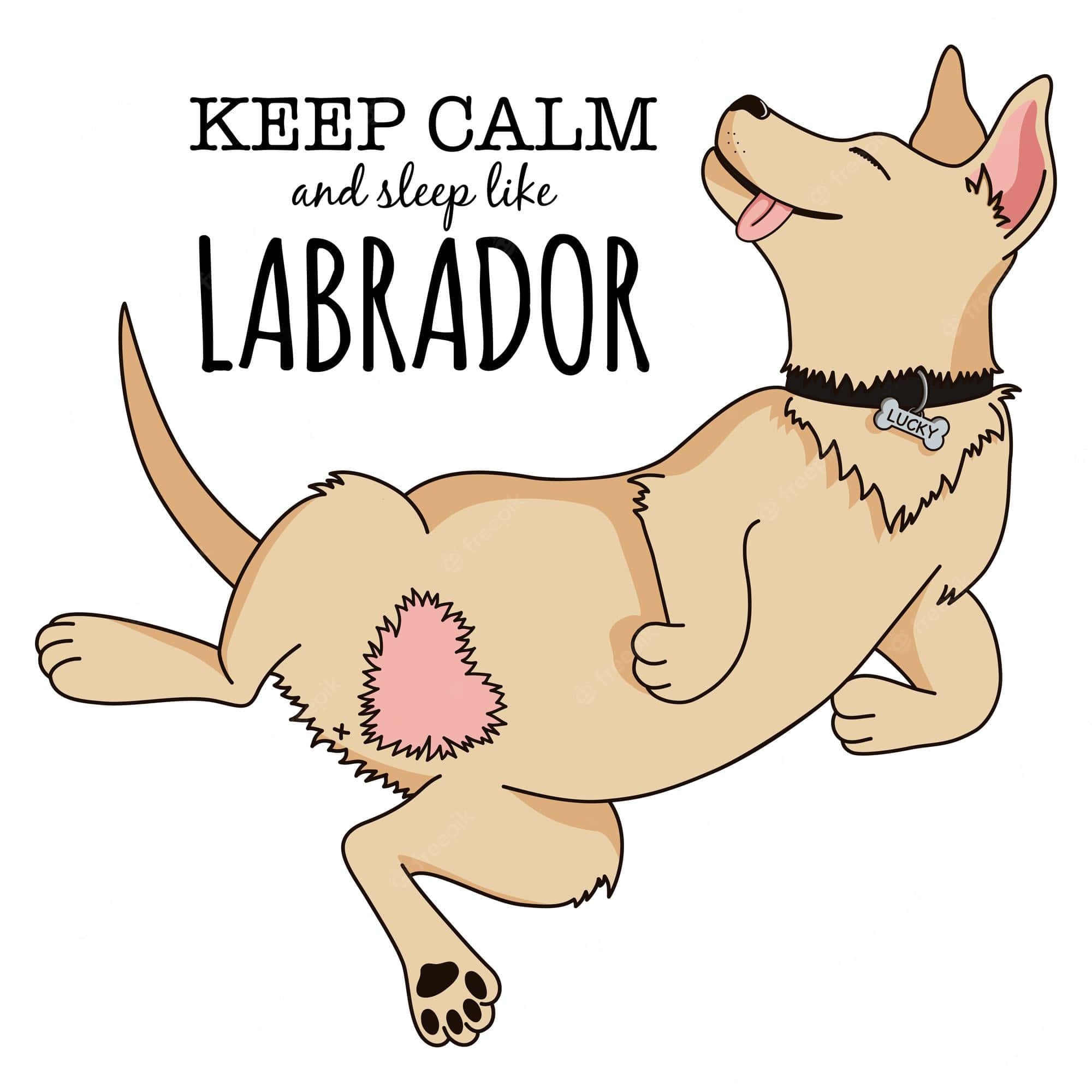 cartoon labrador dog, sleeps blissfully on its back, tongue out, Full HD Desktop Wallpaper