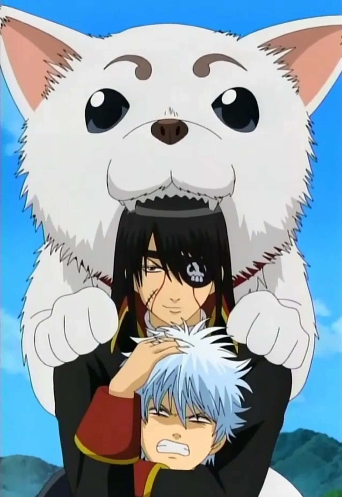 giant fluffy white dog, big eyes, anime characters, HD Phone Wallpaper