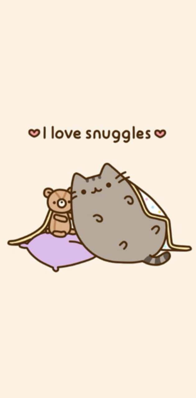 Pusheen, chubby gray cat, teddy bear, HD Phone Wallpaper