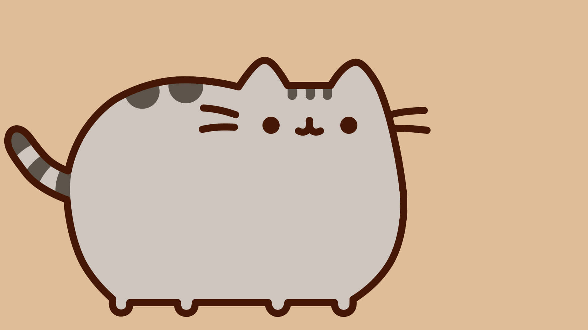 Pusheen, gray spots, striped tail, Full HD Desktop Wallpaper