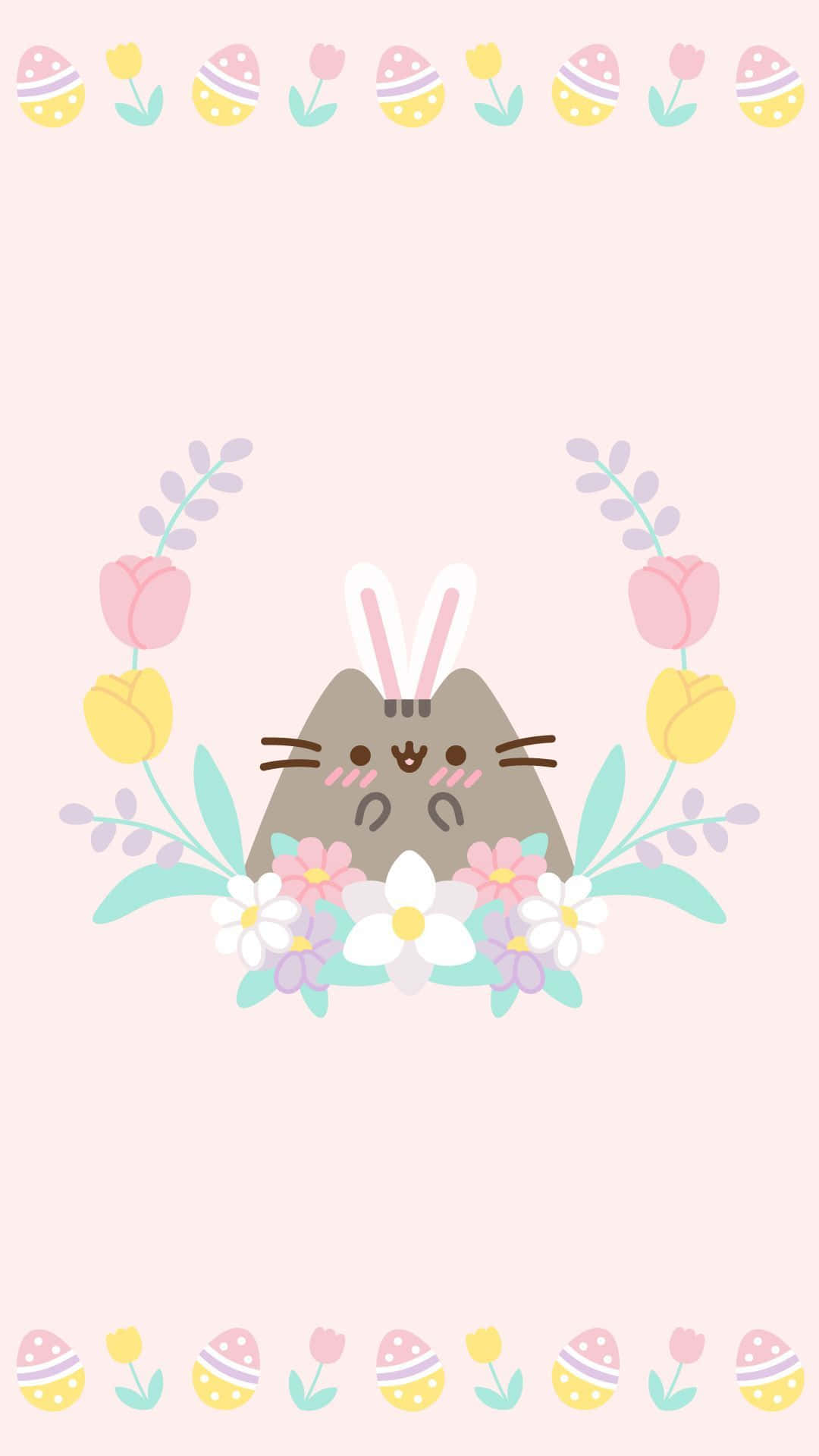 Pusheen, gray cat, bunny ears, Full HD Phone Wallpaper