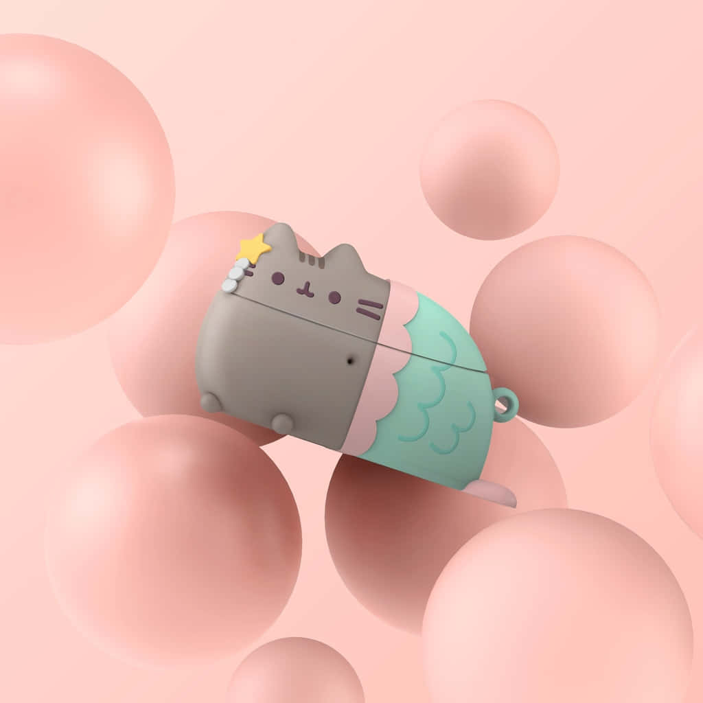 Cute Pusheen, gray cat-shaped case, mermaid tail, SD Desktop Wallpaper