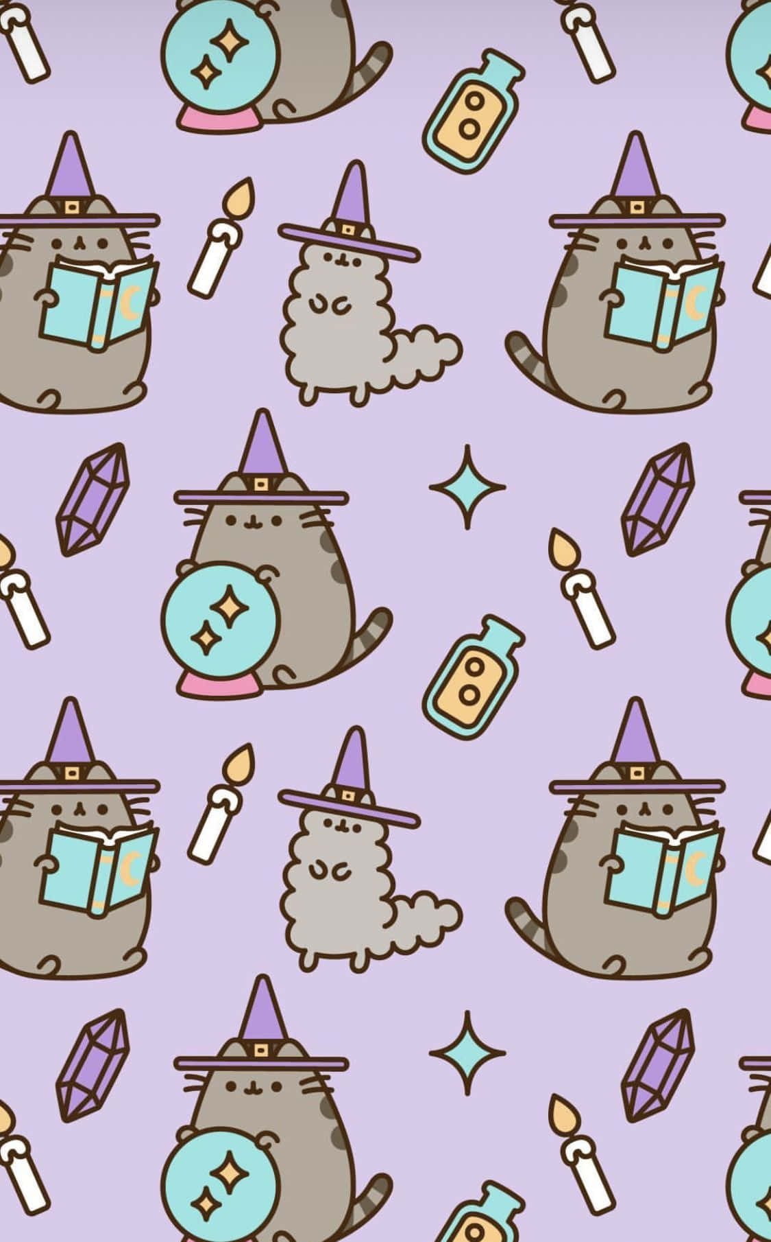 Pusheen, witch, hats, HD Phone Wallpaper