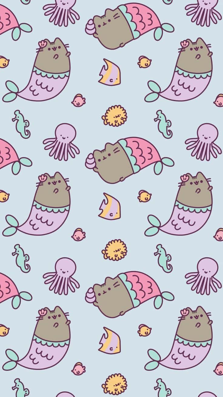 Pusheen, mermaid tails, jellyfish, HD Phone Wallpaper