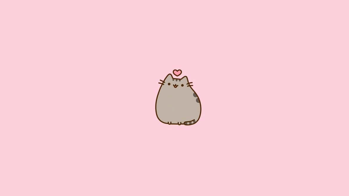 Pusheen, kawaii, gray cartoon cat, SD Desktop Wallpaper