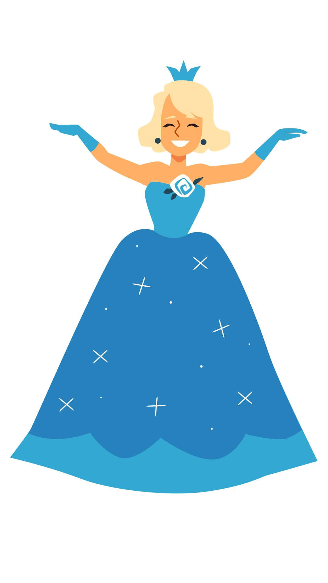 cute queen, blue gown, star patterns, Full HD Phone Wallpaper